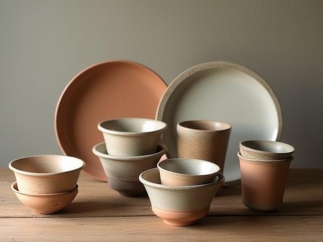 Fertige glasierte Keramikschalen auf einem Tisch
